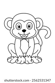 Adorable Cartoon Monkey Coloring Page for Kids