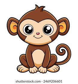 Adorable Cartoon Monkey Illustration perfect for kids and childrens graphic art projects