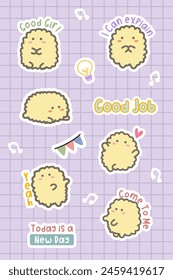 adorable cartoon and motivational sticker design bundle