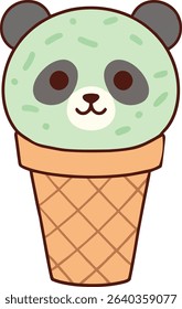 Adorable cartoon panda ice cream cone sweet treat dessert summer delight
