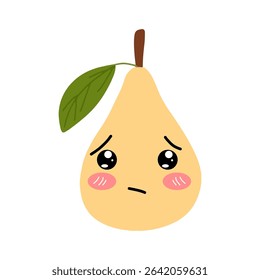 Adorable cartoon pear fruit emoticon