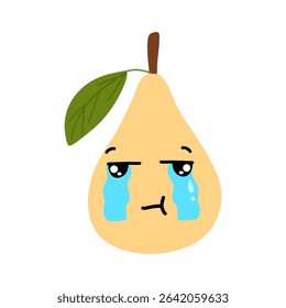 Adorable cartoon pear fruit emoticon