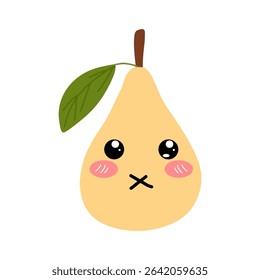 Adorable cartoon pear fruit emoticon