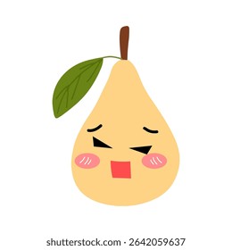 Adorable cartoon pear fruit emoticon