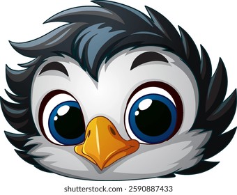 Adorable cartoon penguin with big eyes and fluffy feathers