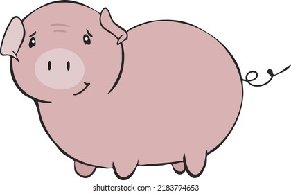 Adorable cartoon pig vector hand drawing