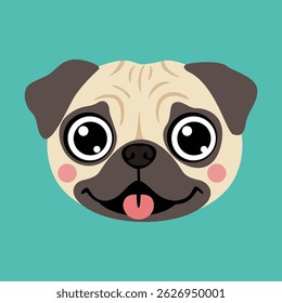 Adorable Cartoon Pug Puppy Head

