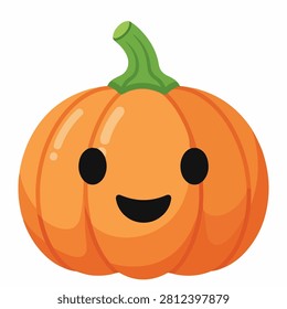 Adorable cartoon pumpkin featuring a smiling face, perfect for autumn, Halloween, and seasonal decorations or festive themes.
