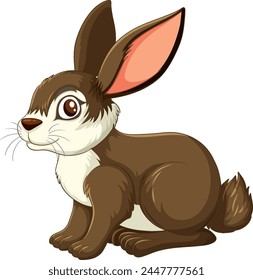 Adorable cartoon rabbit with large ears sitting