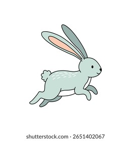 Adorable cartoon rabbit with long ears captured mid-run in a playful pose. This delightful illustration is perfect for children’s content, cards, or playful designs.