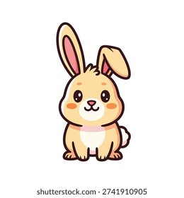 Adorable cartoon rabbit sitting down