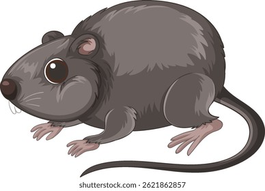 Adorable cartoon rat illustration with a playful style, featuring soft colors and smooth lines, perfect for children's media