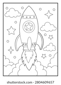 Adorable Cartoon Rocket Launch