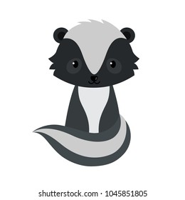 Adorable cartoon sitting skunk.