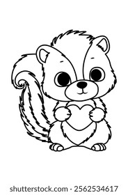 Adorable Cartoon Skunk Coloring Page for Kids