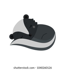 Adorable cartoon sleeping skunk.