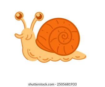 Adorable cartoon snail with a smiling face. Funny insect design. Vector illustration isolated on white background
