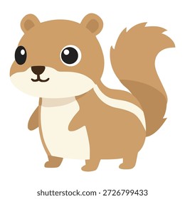 Adorable cartoon squirrel character isolated on white background for autumn and nature themed designs