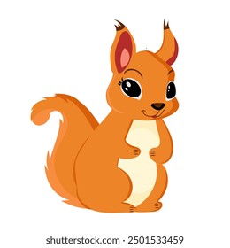 An adorable cartoon squirrel, perfect for delightful childrens illustrations, books, and animations