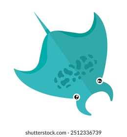 Adorable stingray de la historieta con los ojos Grandes y el cuerpo púrpura en la Ilustración vectorial blanca del fondo