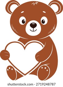Bezaubernder Cartoon Teddybär Vektorgrafik, die eine weiße Herzform hält