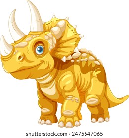 Adorable cartoon triceratops with blue eyes