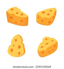 Adorable cartoon vector illustration of cheese slices, perfect for food, snack, cafe, and menu designs with a fun and playful style.