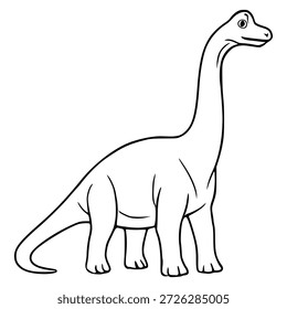 Adorable Ilustración vectorial de dibujos animados de un simpático dinosaurio Brontosaurus, aislado en blanco.
