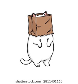 Adorable cartoon white cat