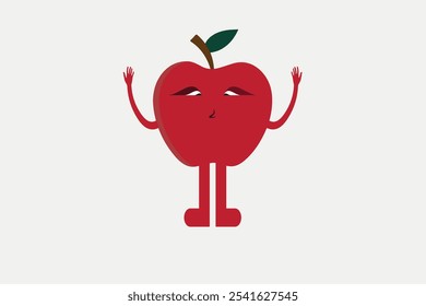 Adorable, cartoon-style apple character with a cheerful, anthropomorphic face and simple, bold features. Ideal for children’s themes, healthy eating, and fun educational visuals.