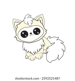 adorable, cartoon-style illustration of a creature with large, expressive eyes