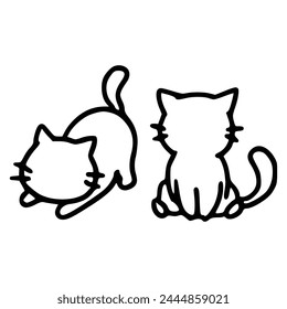 adorable cat animal cartoon character sticker flat face hand draw elegant creative cat simple vector sketch design