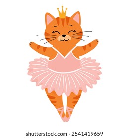 Adorable Cat Ballerina with Crown in Pink Tutu