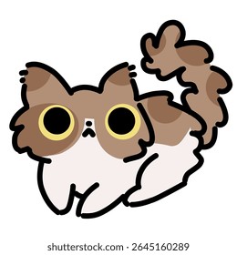 Adorable cat with big eyes simple illustration. Simple cartoon cat art
