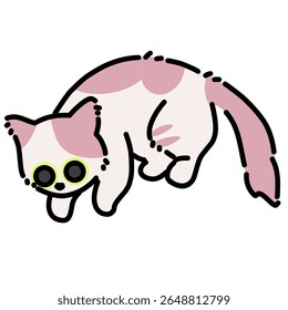 Adorable cat with big eyes simple cartoon illustration 