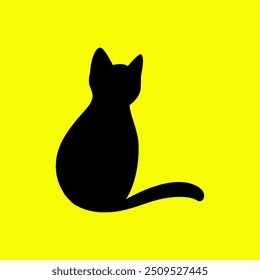 entzückende Katze schwarze Katze flache Logo-Design-Vektor