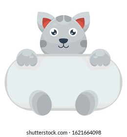 adorable cat with board cartoon vector