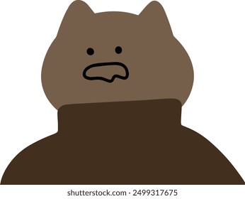 Adorable Cat Character in Turtleneck Vector | Cute Minimalist Brown Design