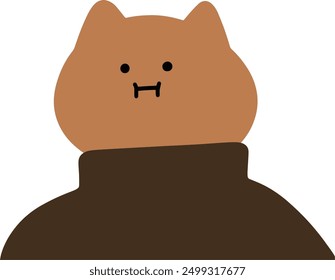 Adorable Cat Character in Turtleneck Vector | Cute Minimalist Brown Design