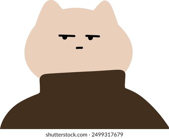 Adorable Cat Character in Turtleneck Vector | Cute Minimalist Brown Design