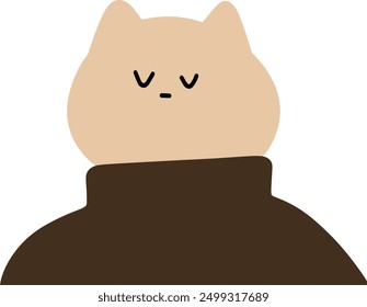 Adorable Cat Character in Turtleneck Vector | Cute Minimalist Brown Design