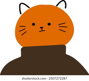 Adorable personaje de gato en Vector de cuello alto | Lindo diseño minimalista