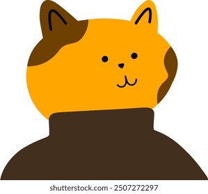 Adorable Cat Character in Turtleneck Vector | Cute Minimalist Design