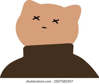 Adorable Cat Character in Turtleneck Vector | Cute Minimalist Design