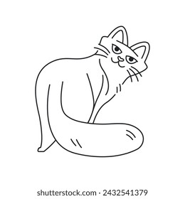 Adorable cat color element. Cartoon cute animal.