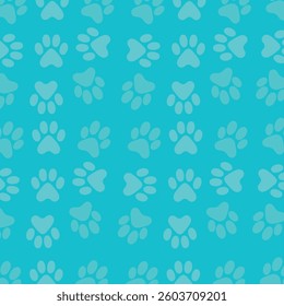 Adorable Cat and Dog Paw Prints on a Seamless Blue Background for Digital Designs