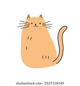 Adorable cat, flat vector illustration in a contemporary minimalist style