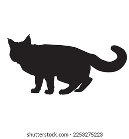 adorable cat icon black editable