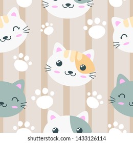 adorable cat illustration seamless pattern for kids project, background and many more.