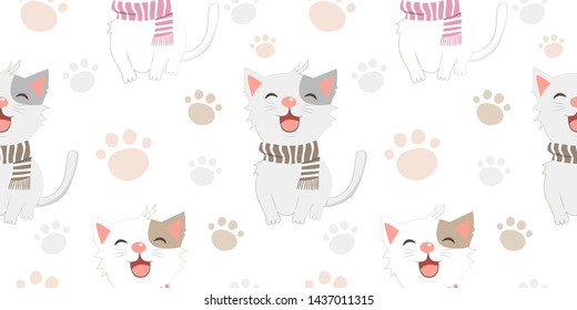 adorable cat illustration in seamless pattern for kids project, background and many more